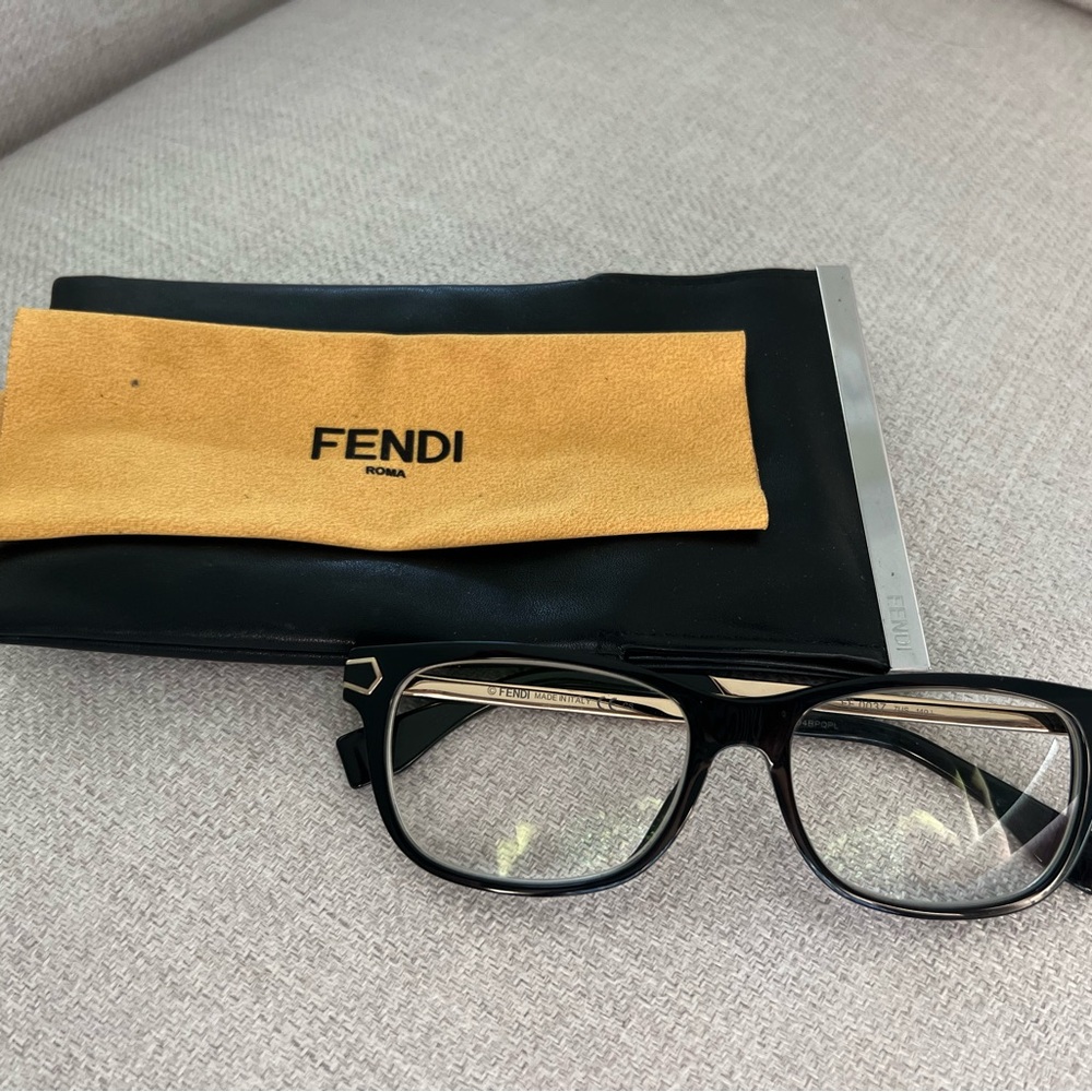 Fendi Black and Gold Eyeglasses with Case